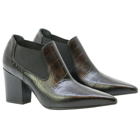 Anna F 1898 tronchetto donna in pelle cocco nera