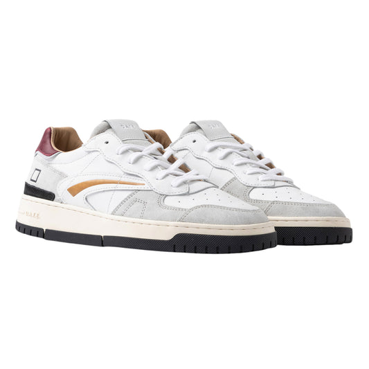 D.A.T.E. Torneo Pure Vintage Calf sneaker uomo pelle bianco-bordeaux