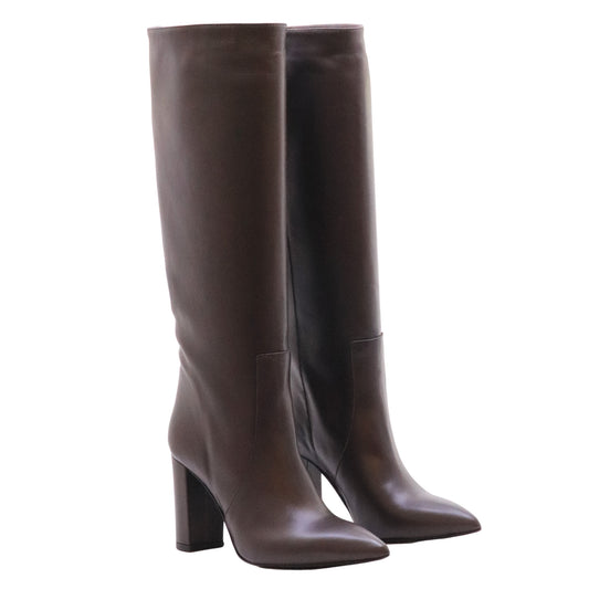 Ranyé 1000 Vitello Testa di Moro stivale donna in pelle marrone tacco 9 cm