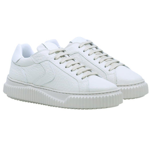 Voile Blanche Lipari Sneaker donna in pelle bianca bottolata