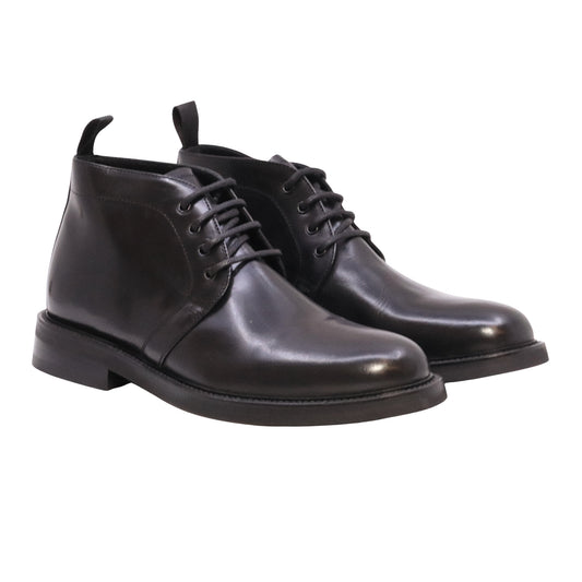Ducanero 2762 Vitello Nero polacchino uomo in pelle nera con suola in gomma