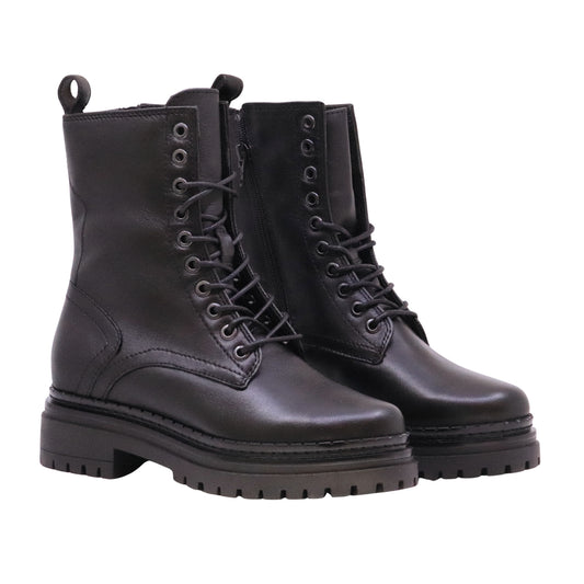MJUS Denisia L97218 anfibio donna in pelle nera con lacci e zip laterale