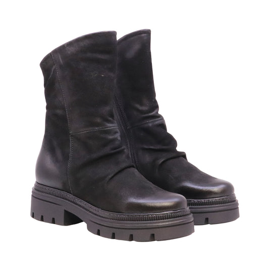 MJUS Carmelina N26208 stivaletto donna in nabuk nero con zip e suola carrarmato