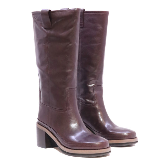 Paloma Barceló Noelle Napalux 32-1502 stivale donna in pelle bordeaux con tacco 7 cm