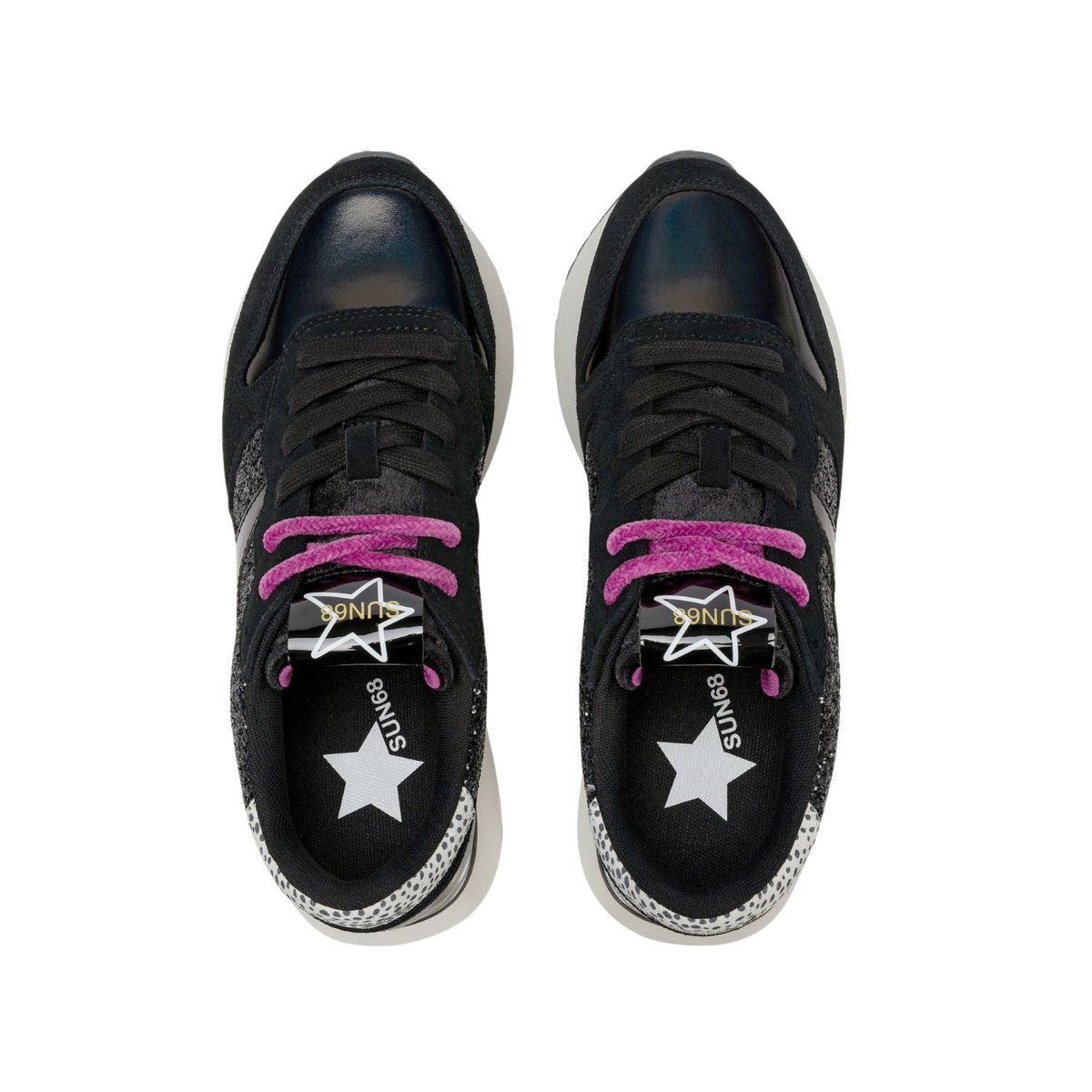 SUN68 Big Stargirl Glitter Z46230-11 sneaker donna nera con glitter e paillettes