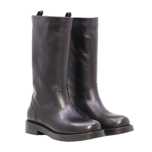 The Seller MW007 Crust Nero stivale donna in pelle nera Made in Italy