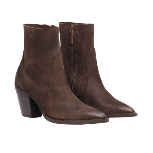 The Seller Fuego Row Hide MW016 stivaletto texano donna in camoscio marrone con tacco 7,5 cm