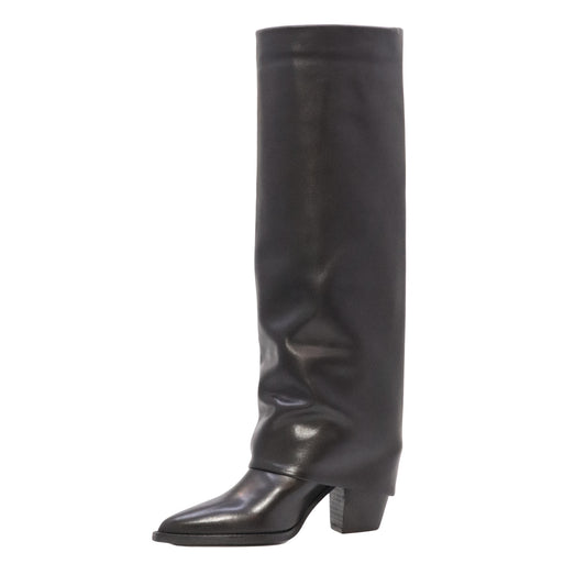 The Seller MW018 stivale donna in pelle nera con ghetta e tacco 8 cm Made in Italy