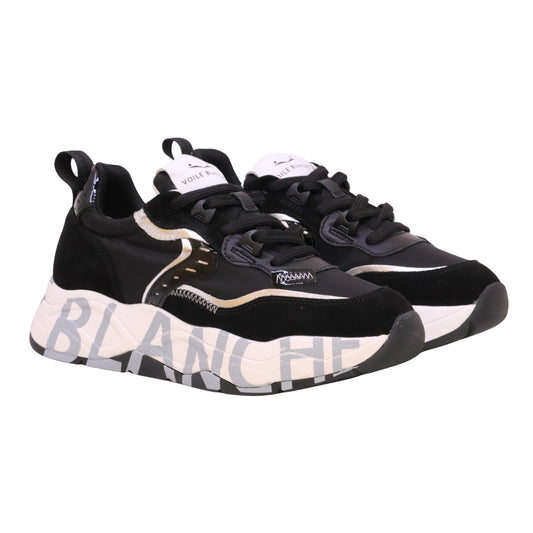 Voile Blanche Club105 sneaker donna Nero Argento in camoscio e tessuto tecnico