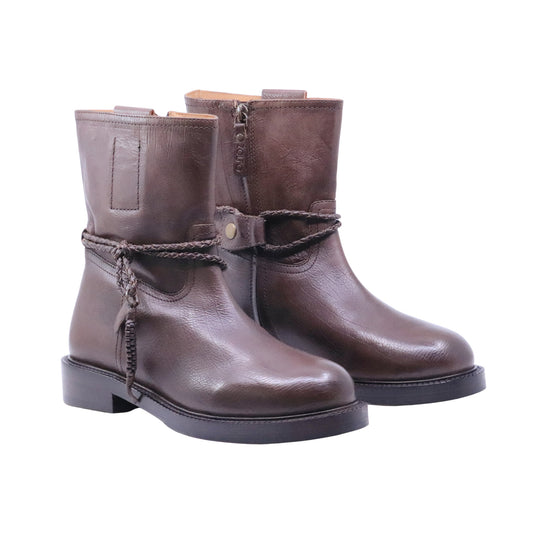 Zolfo 262 704 11 stivaletto biker donna in pelle marrone