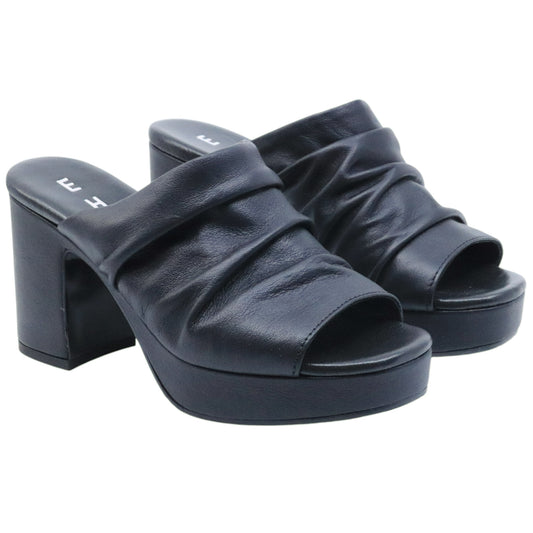 EHM Randy Nappa Nero sandalo donna in pelle nera Made in Italy