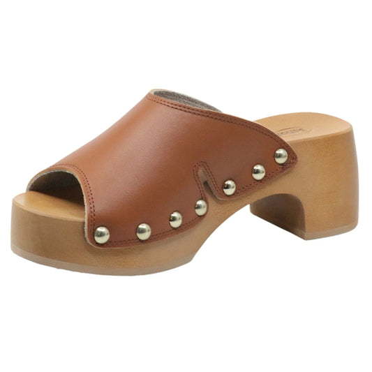 Scholl Pescura Wave SR Cognac sandalo mule donna in pelle cognac Made in Italy