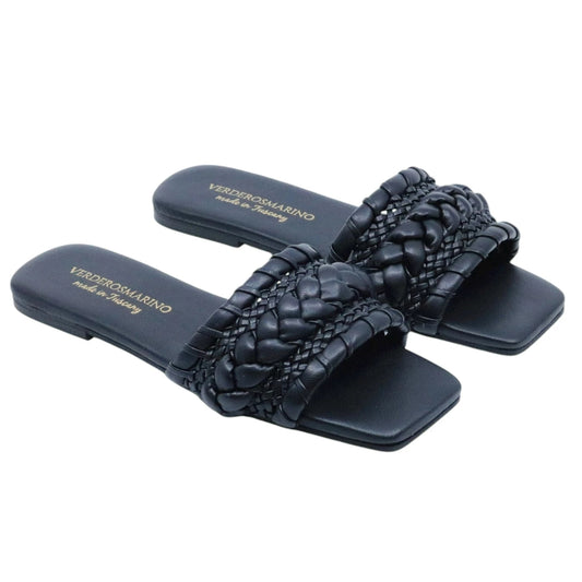 Verderosamarino 3727 ciabatta donna in pelle nera intrecciata