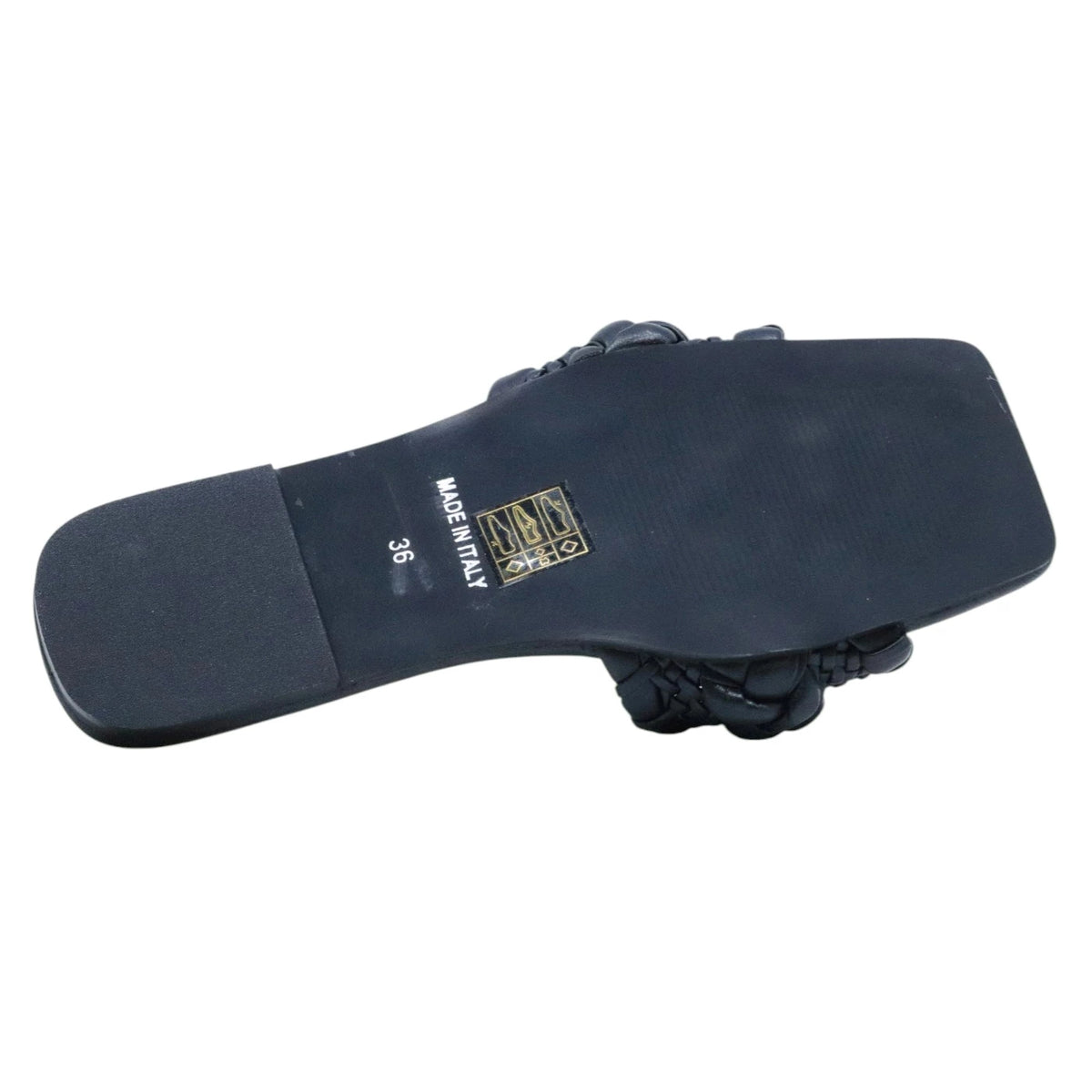 Verderosamarino 3727 ciabatta donna in pelle nera intrecciata