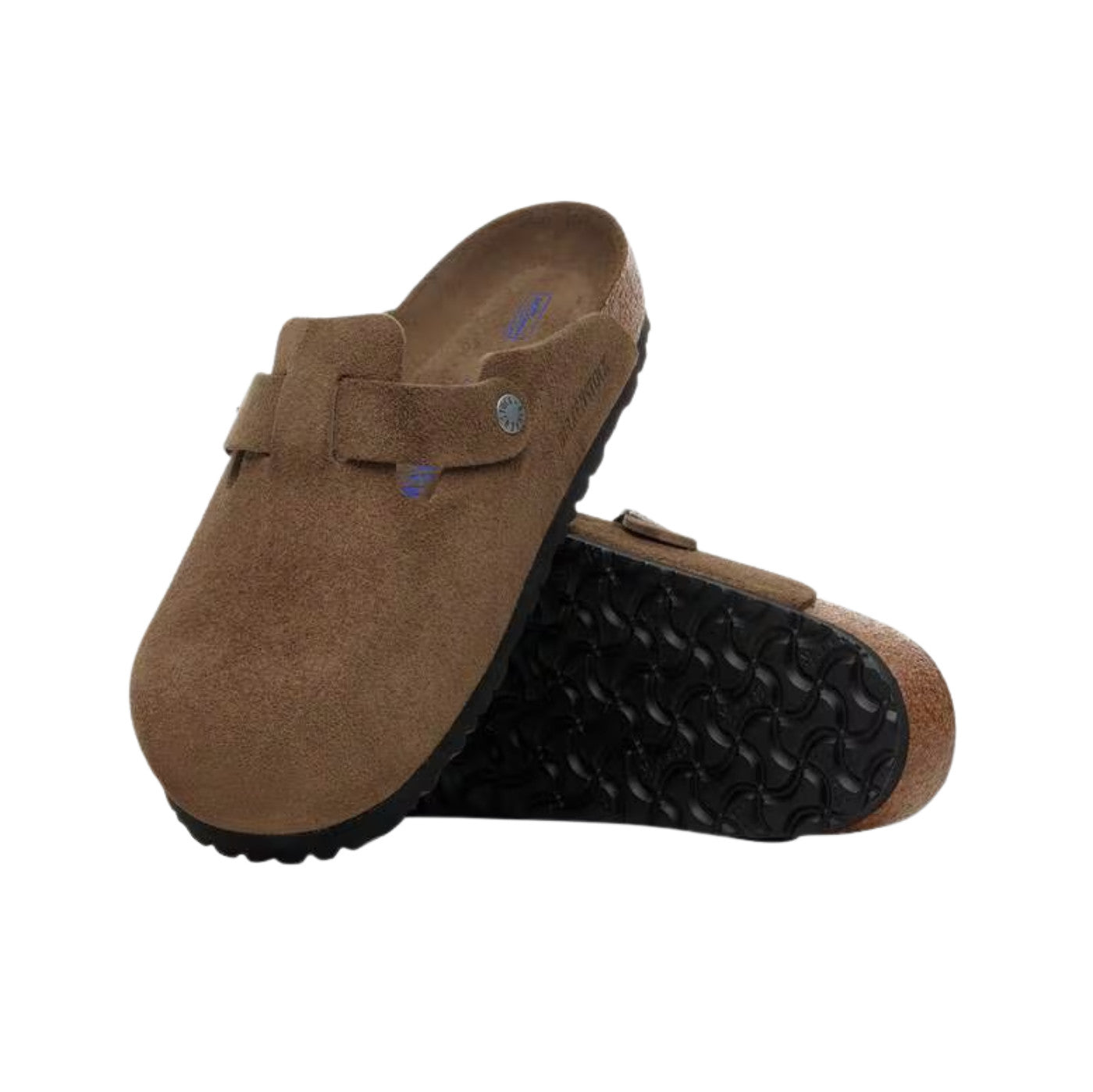 Birkenstock Boston Soft Footbed pelle scamosciata Dark Tea Tonal sabot unisex narrow fit