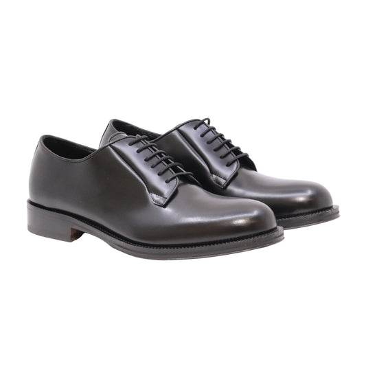 Ducanero 2755 Abrasivato Nero derby uomo in pelle nera con suola in cuoio