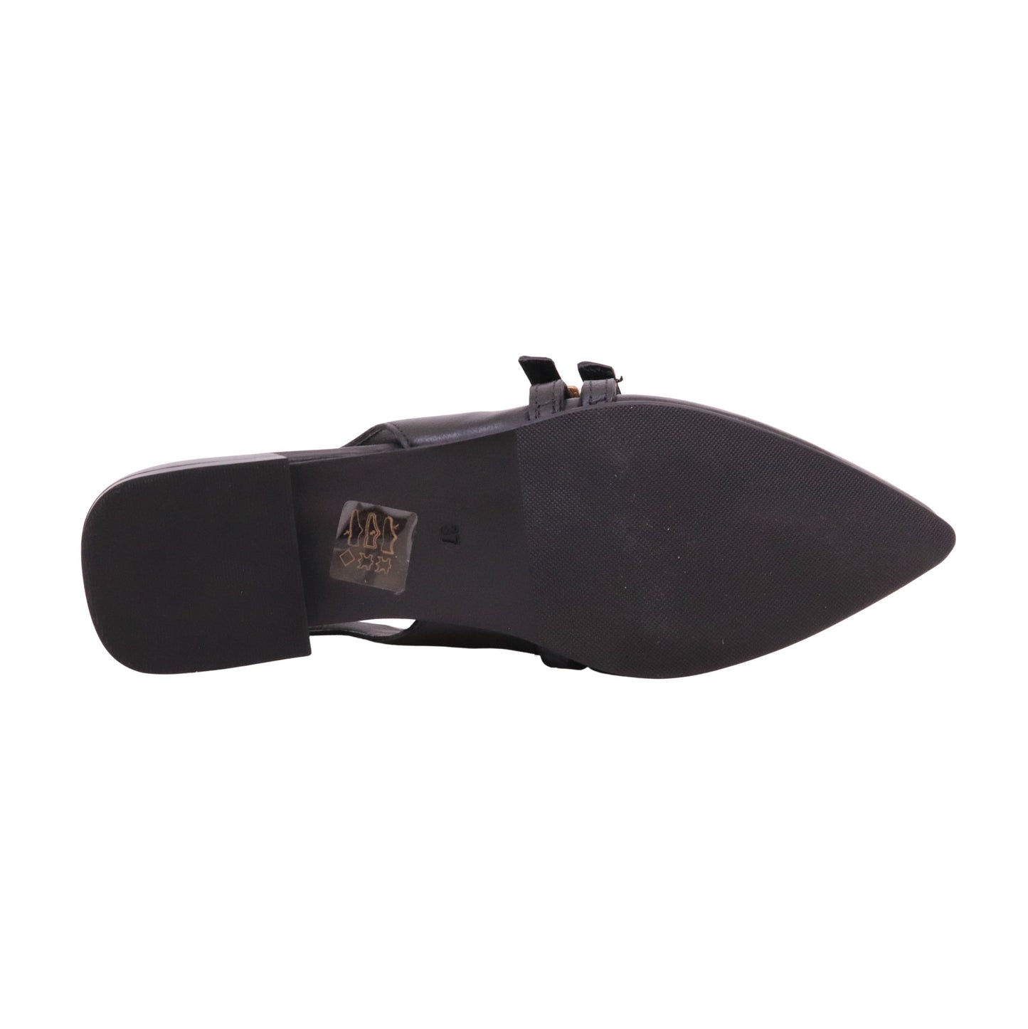 Mjus T98117 slingback donna in pelle nera con fibbie oro