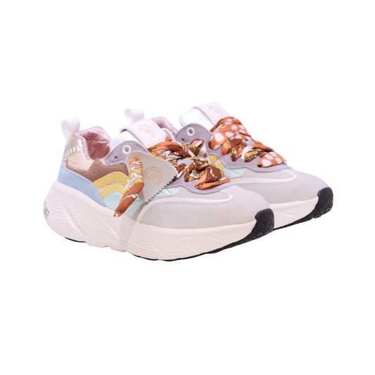 Primabase Fuji 51554-041 sneaker donna in camoscio, pelle e tessuto multicolor