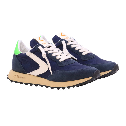 Valsport Start Heritage Deep Fluo sneaker uomo in nylon blu e camoscio