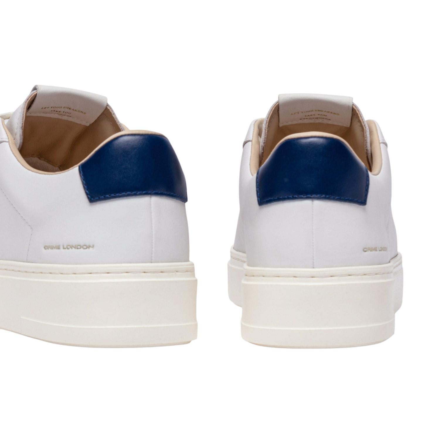 Sneaker uomo Crime London 14901 Extralight in pelle bianca e talloncino blu