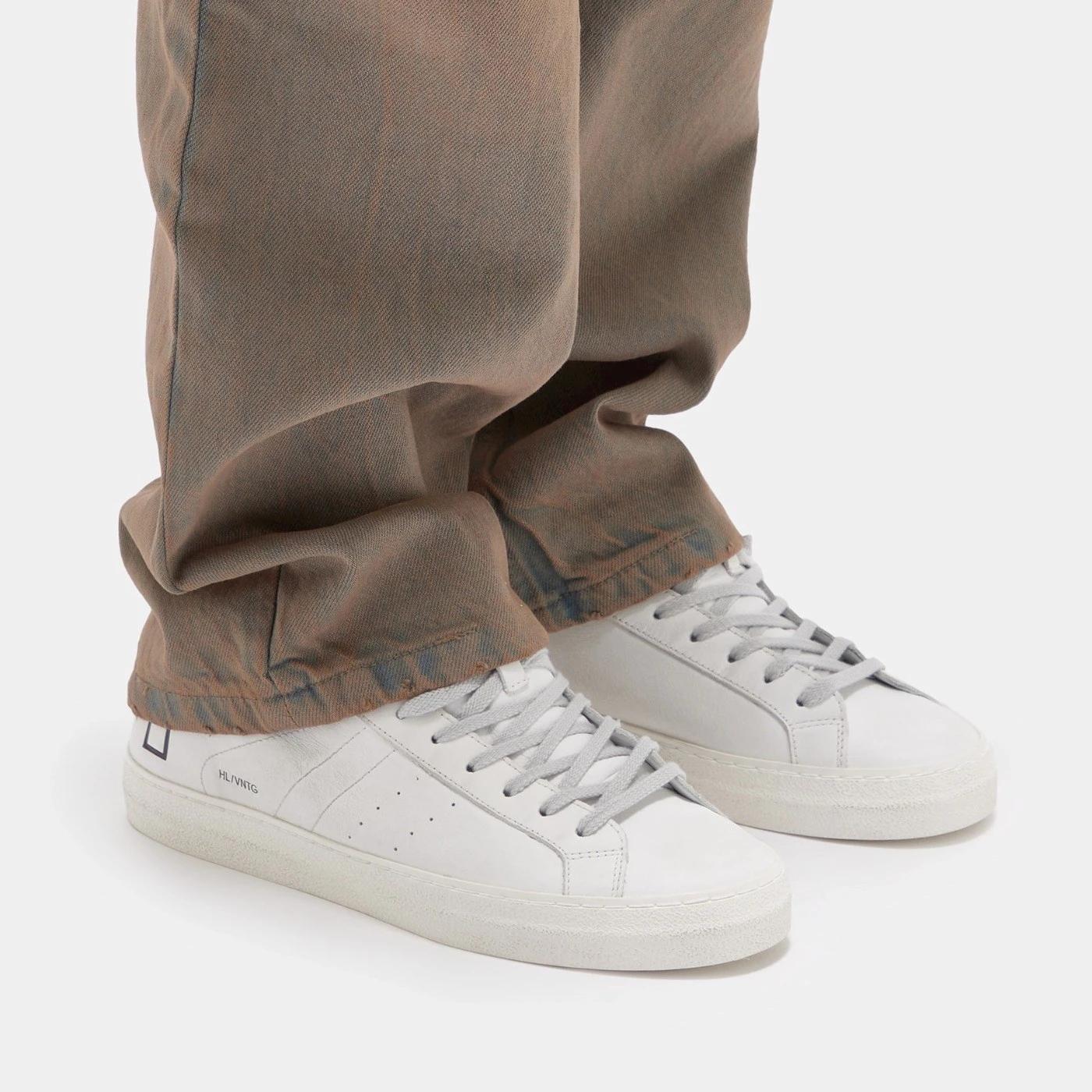 D.A.T.E. Hill Low Vintage Calf White Cuoio HL-VC-WI sneaker uomo in morbida pelle bianca