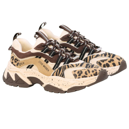 Steve Madden Animates sneaker donna leopardata in multi materiale marrone