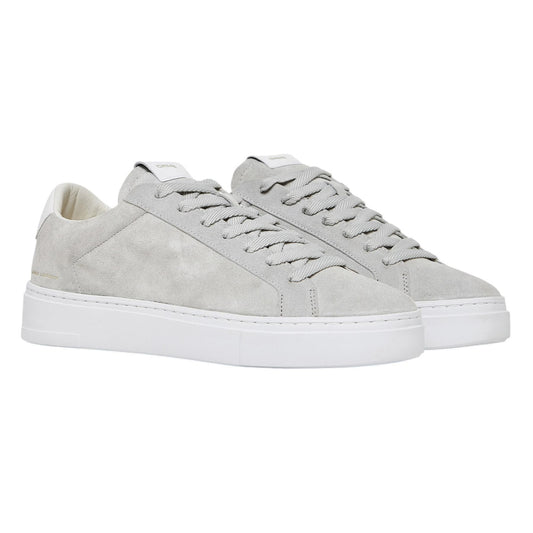 Sneaker uomo Crime London 17705 Extralight in camoscio ghiaccio e talloncino in pelle martellata bianca