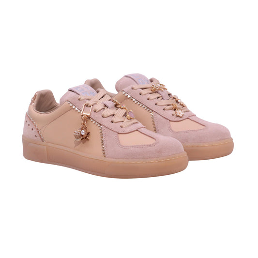 Gio+ Anna Blue sneaker donna in pelle nude e camoscio rosa