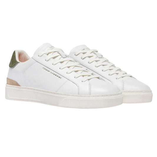 Sneaker uomo Crime London Blade 14702 in pelle bianca con talloncino in camoscio verde