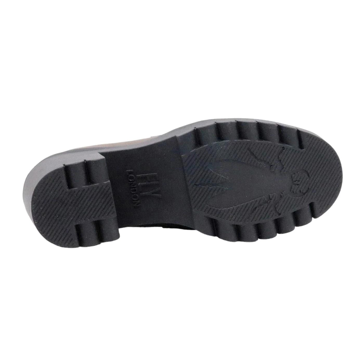 Mocassino con tacco da donna Fly London Toky in pelle nera