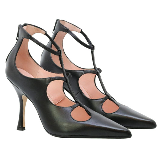 Anna F 1762 décolleté donna in nappa nera