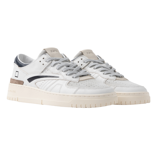 DATE Torneo Colored White Blu TO CO WL sneaker uomo in pelle bianca con dettagli in blu e sude