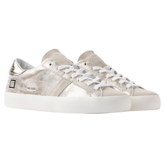 D.A.T.E. Hill Low Stardust Platinum HL-ST-PL sneaker donna in morbida pelle platino