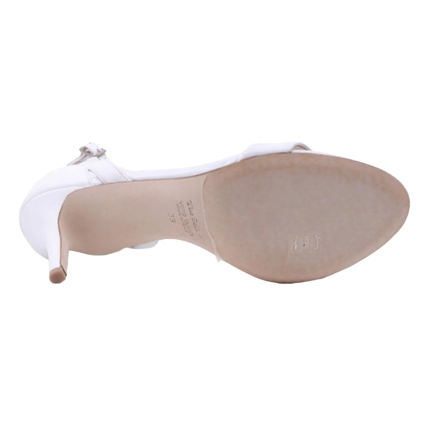 Sandalo The Seller RS119 da donna in pelle colore bianco ottico