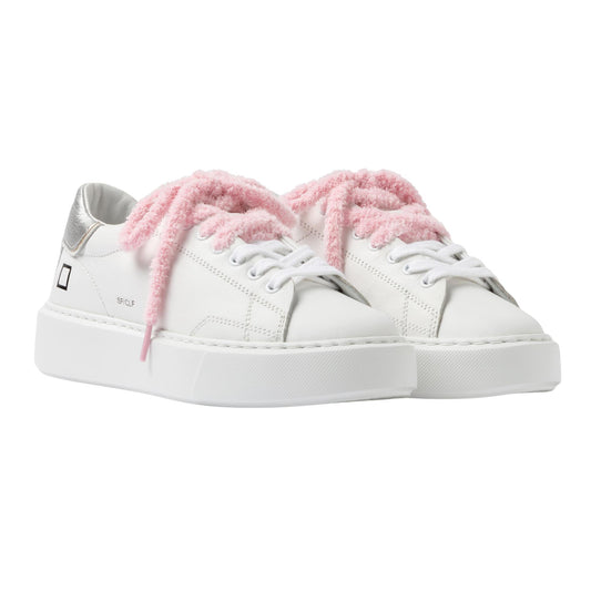 D.A.T.E. Sfera Calf SF-CA-WS sneaker donna in pelle bianca con dettaglio argento