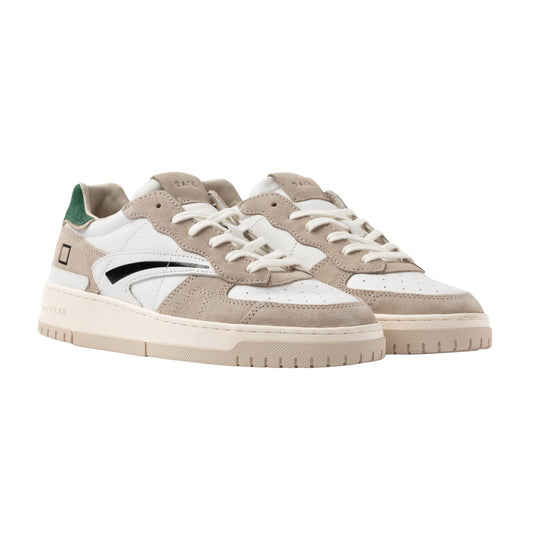 D.A.T.E. Torneo Pure Calf TP-CA-WG sneaker uomo in pelle bianca con dettagli verdi