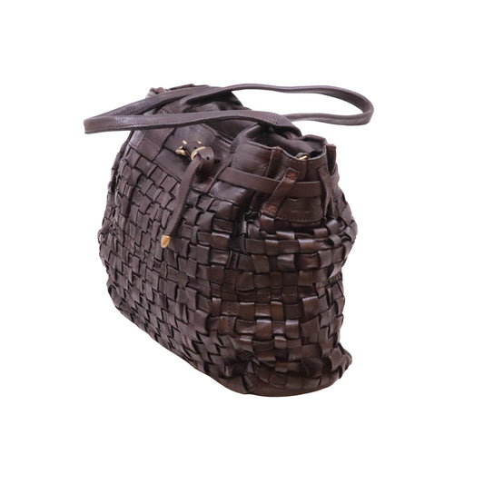 Campomaggi Penelope C042640 borsa shopping in pelle intrecciata testa di moro