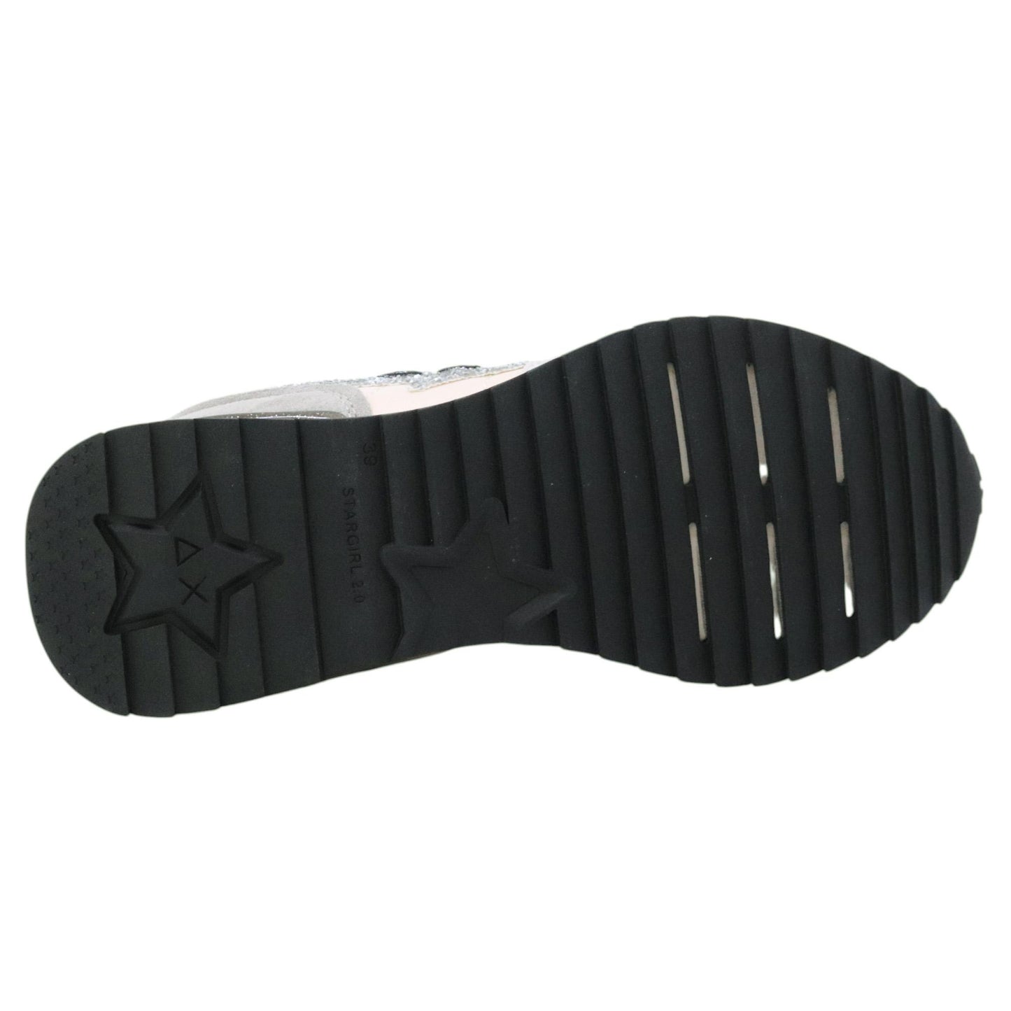 SUN68 Stargirl Glitter Z45217 sneaker donna in nylon e suede bianco