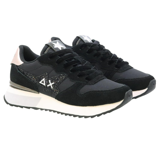 SUN68 Stargirl Glitter Z45217 sneaker donna in nylon e suede nero