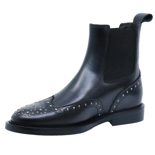 Chelsea Boot donna Anna F 9892 in pelle nera con borchiette