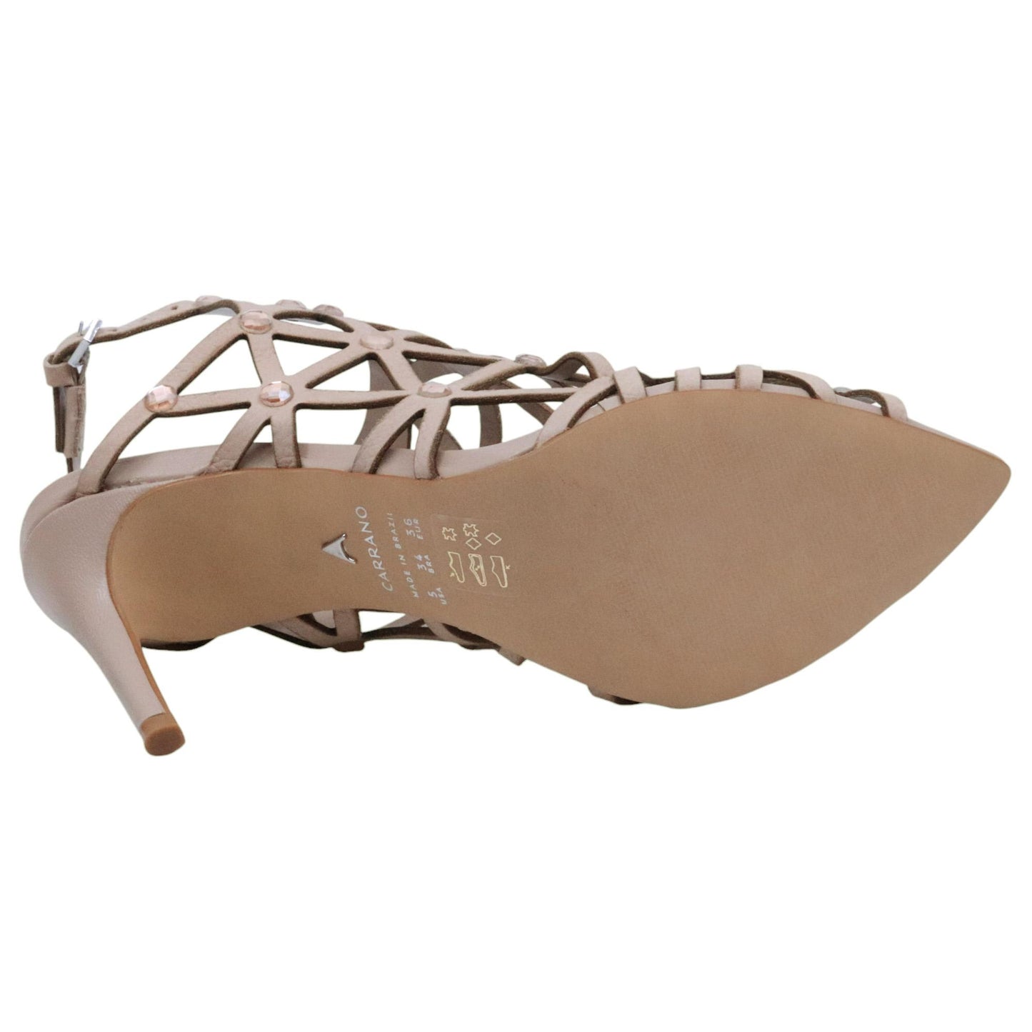 Sandalo con tacco donna Carrano 816002 in nabuk nude