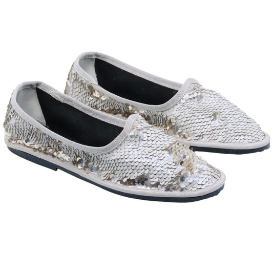 Scarpa Friulana donna Jaffè 125 in paillettes avorio