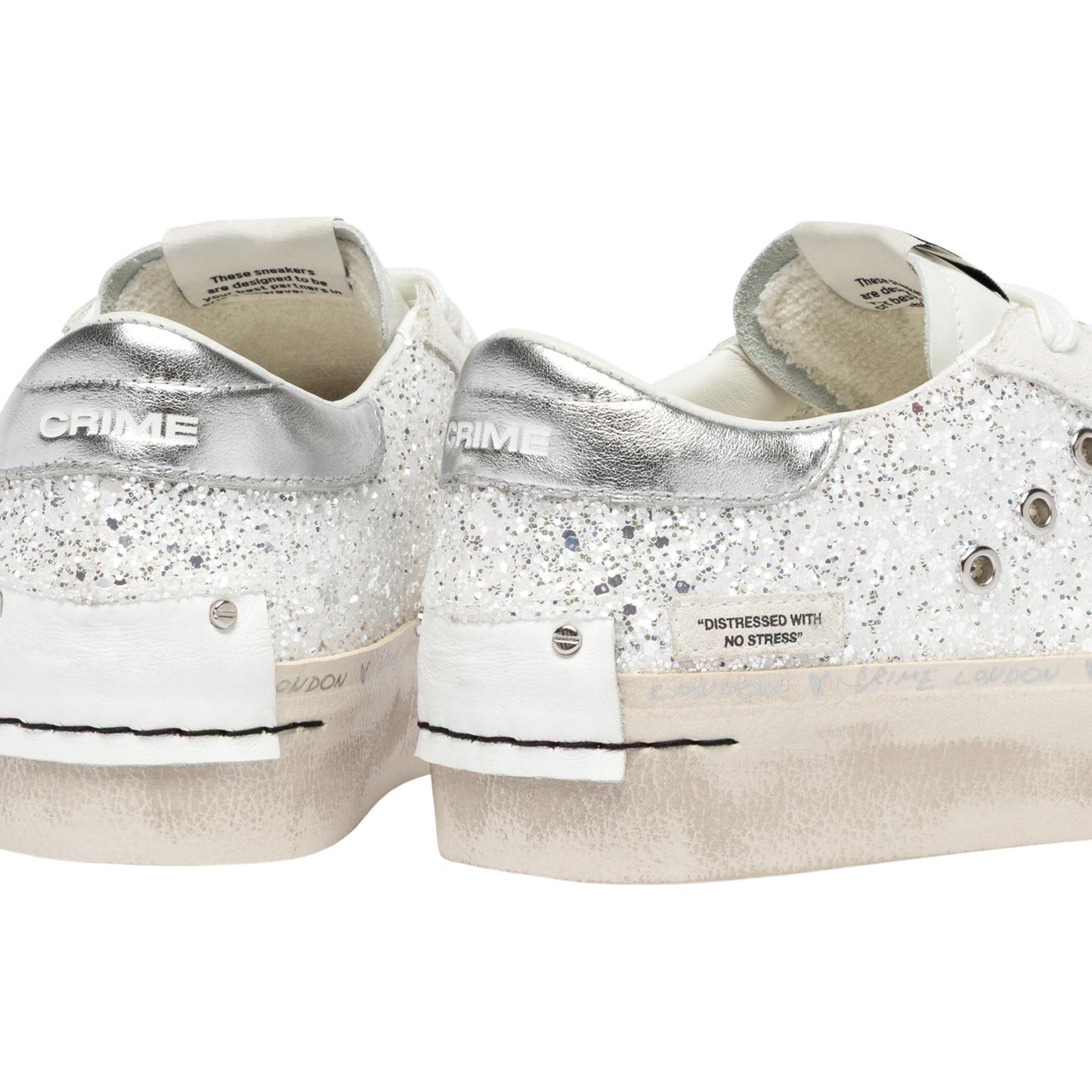 Crime London Distressed Platform Silver Dust 29052 sneaker donna