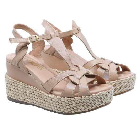 Sandalo zeppa Mjus L77002 in pelle carne