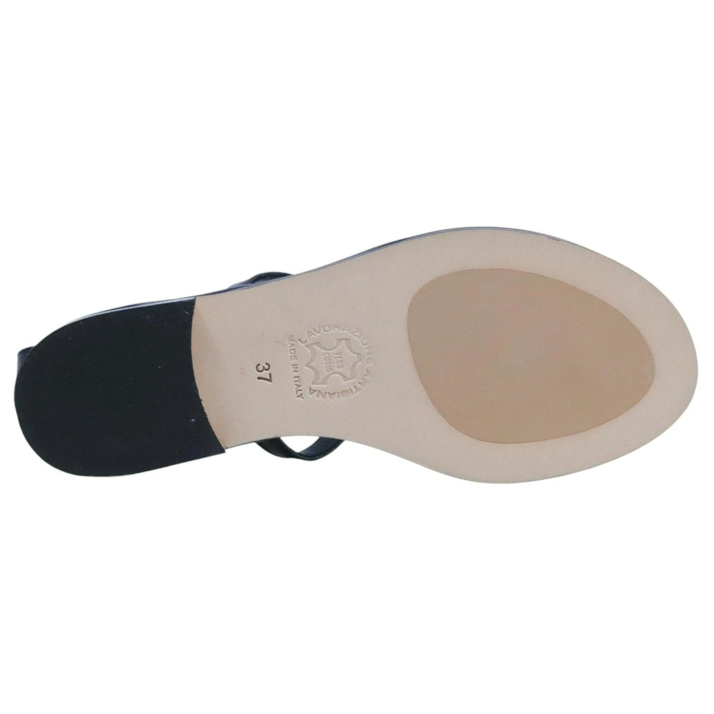 Sandalo infradito Paolo Ferrara CR3025 in pelle nera