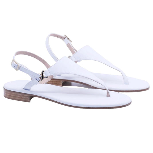 Sandalo infradito Paolo Ferrara CR721 in pelle bianca con accessorio oro