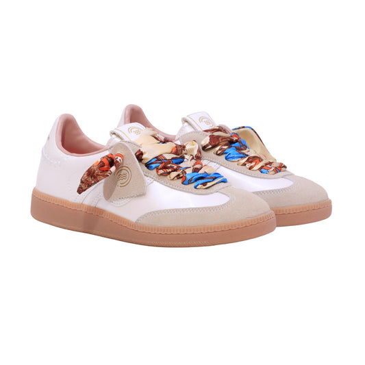 Primabase Polo 51505-025 sneaker donna in camoscio e pelle beige bianco