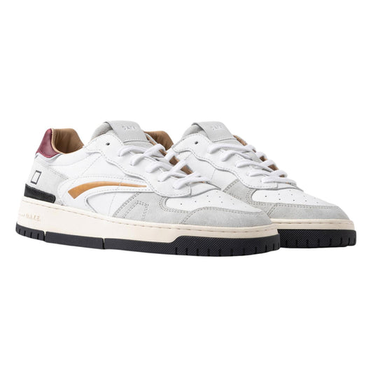 D.A.T.E. Torneo Pure Vintage Calf sneaker uomo pelle bianco-bordeaux