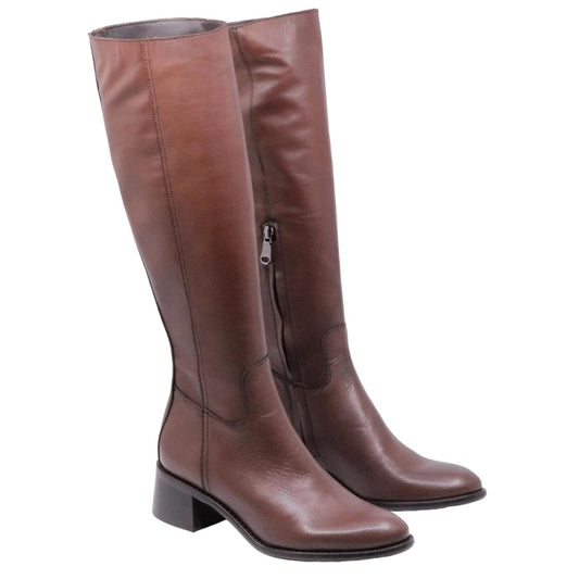 Stivale da donna Curiositè in pelle morbida di colore cuoio