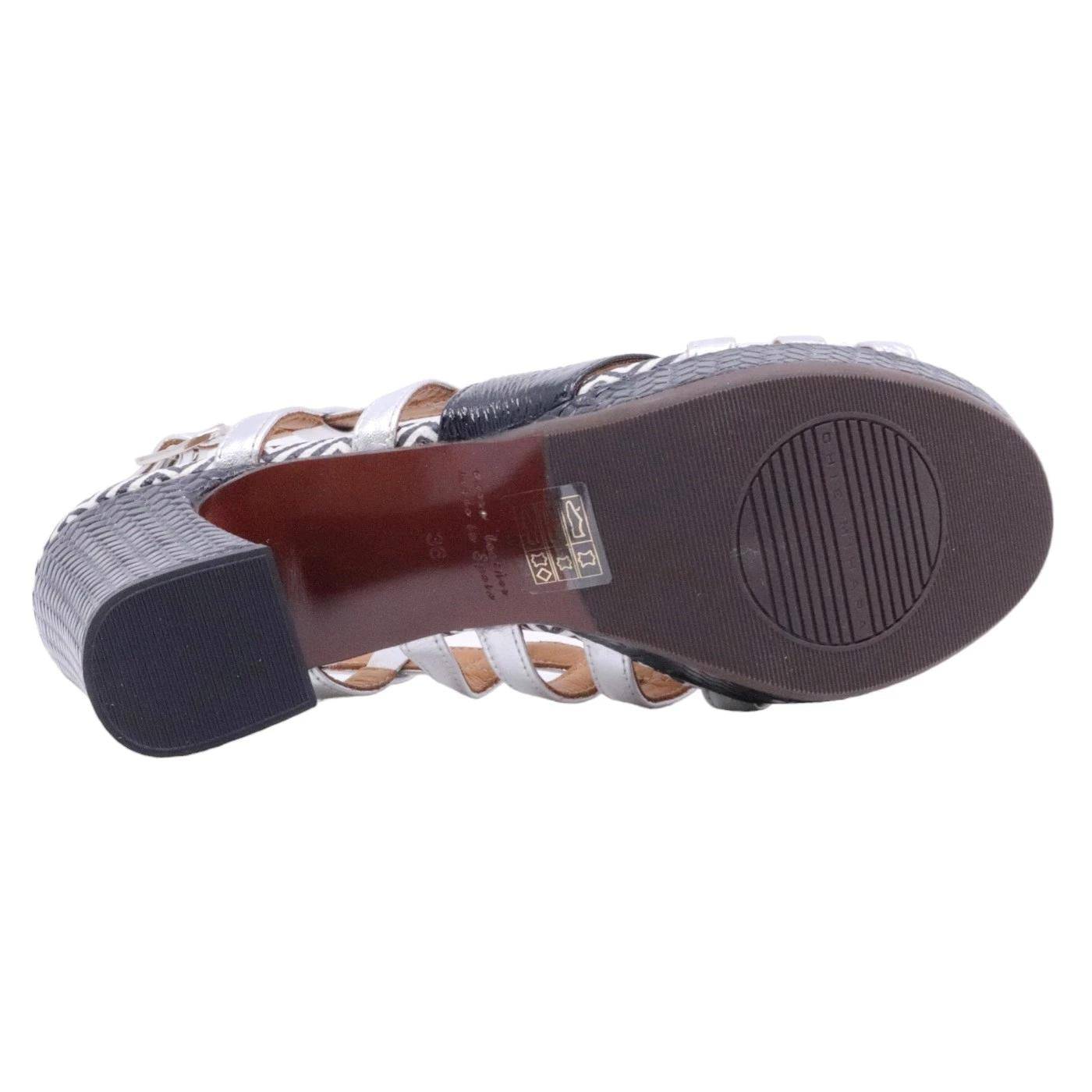 Chie Mihara Kipe sandalo donna in pelle nera e argento